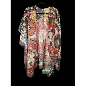 NWT JC Sunny Kimono Wrap Beautiful Indian Elephant Print Boho Old Money